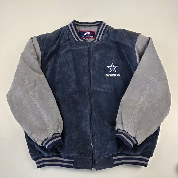 Vintage 90s Dallas Cowboys Pro Player Suede LeatherJacket Men's 2XL Two Tone - Picture 1 of 13